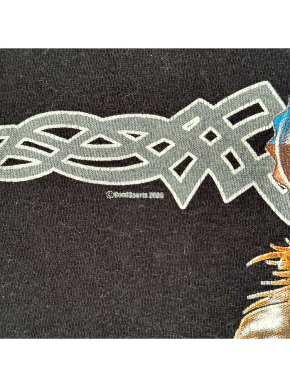 Vintage Y2K Tribal Stripe T-Shirt Western Single Stitch Boxy Black M Boho - Picture 3 of 6